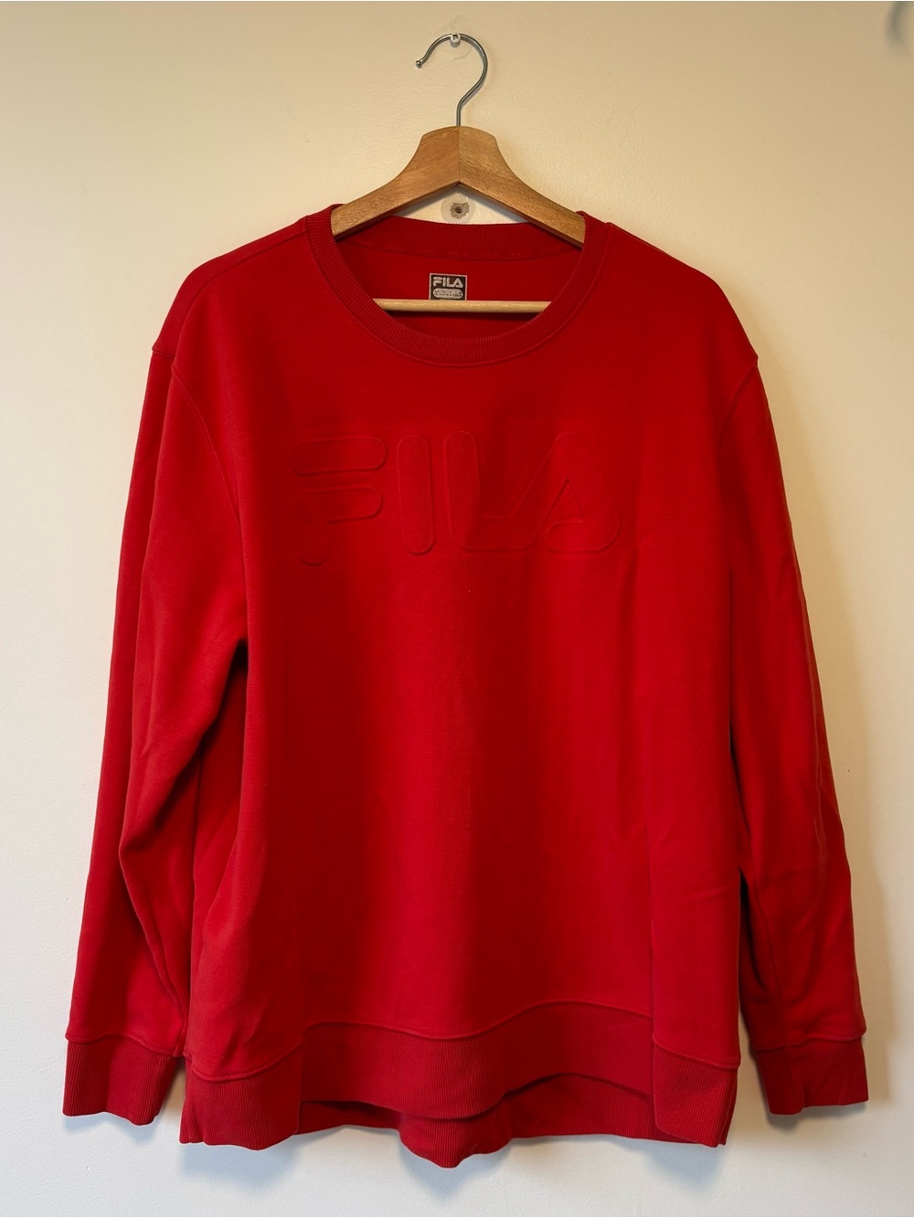 FILA Red Embossed Logo Crewneck Sweatshirt
